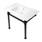 Kingston Brass KVPB37221Q0 37-Inch Console Sink with Stainless Steel Legs (Single Faucet Hole), White/Matte Black KVPB37221Q0 - alternate 1